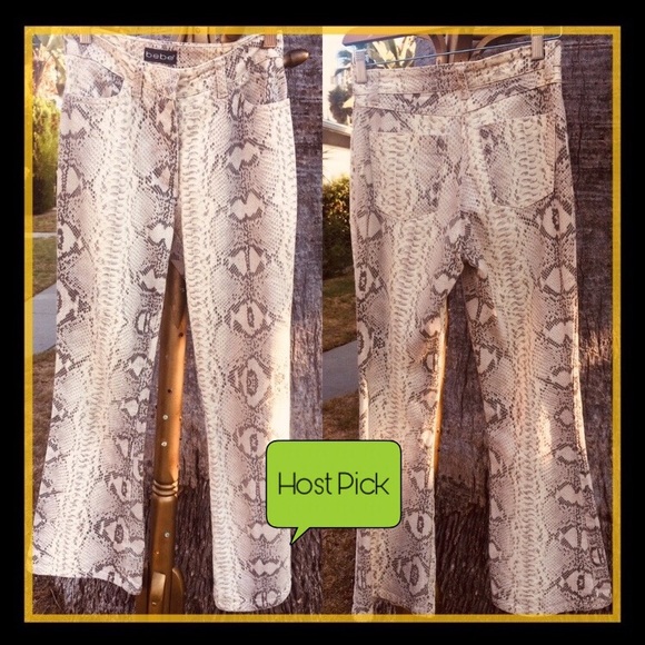 Bebe Snakeskin Print Jeans 2P EXCELLENT CONDITION - Picture 4 of 4